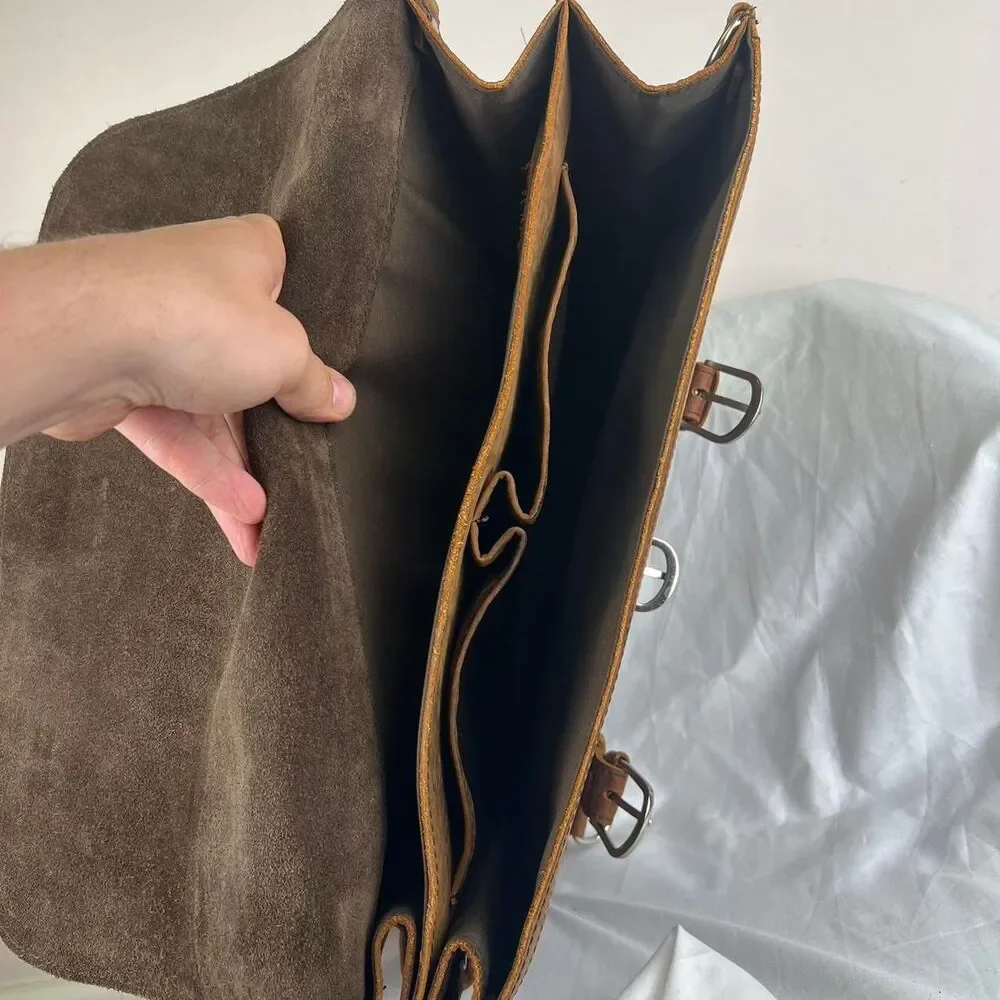Large Leather Brown Laptop Brifcase Bag Men’s